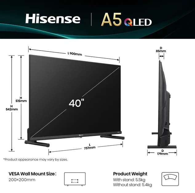 Зображення товару Телевізор Hisense діагональ 40" FHD QLED 40A5Q 6