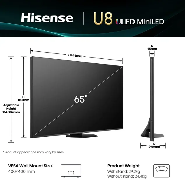 Зображення товару Телевізор Hisense діагональ 65" MiniLED 65U8Q4