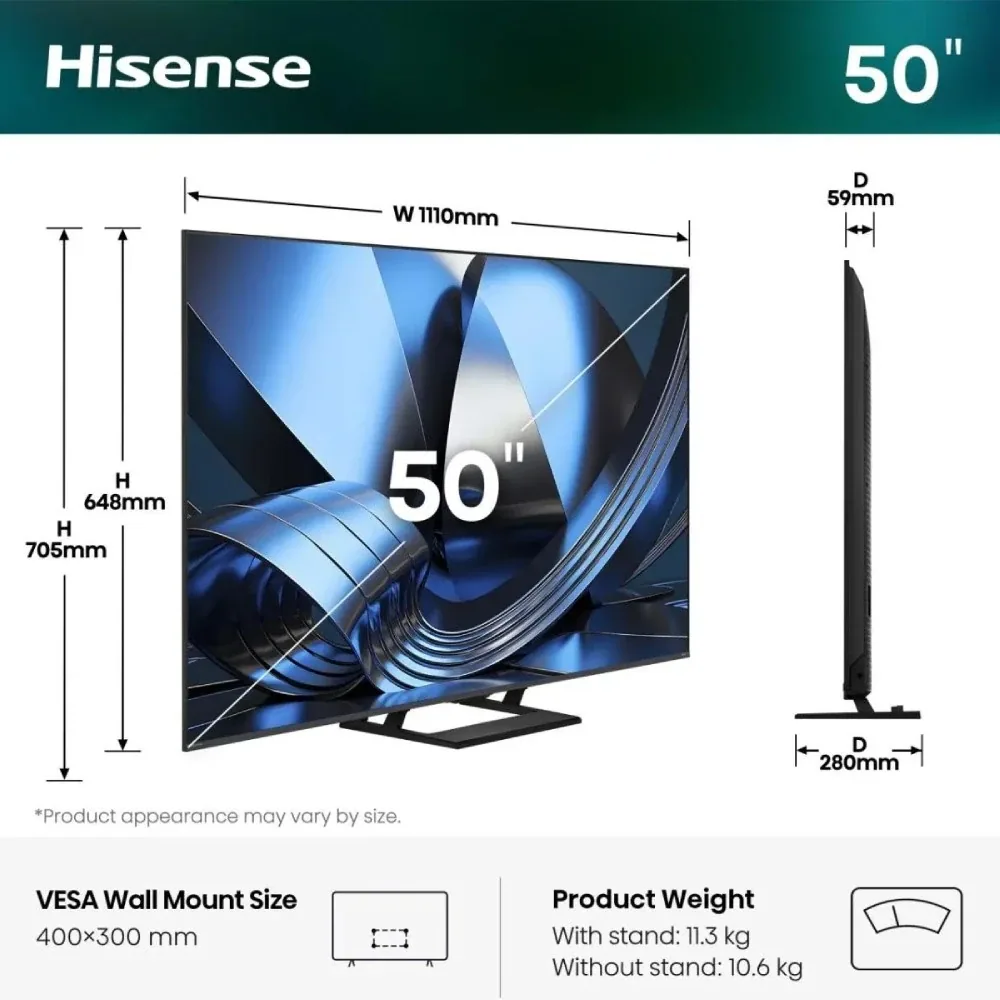 Зображення товару Телевізор Hisense діагональ 50" UHD 50U7SE1