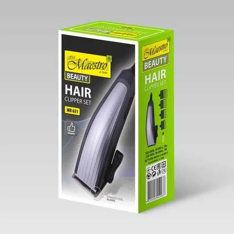 Зображення товару Машинка для стрижки Maestro від мережі,4 насадки 3-12мм.,леза нерж.сталь. MR-651SS1