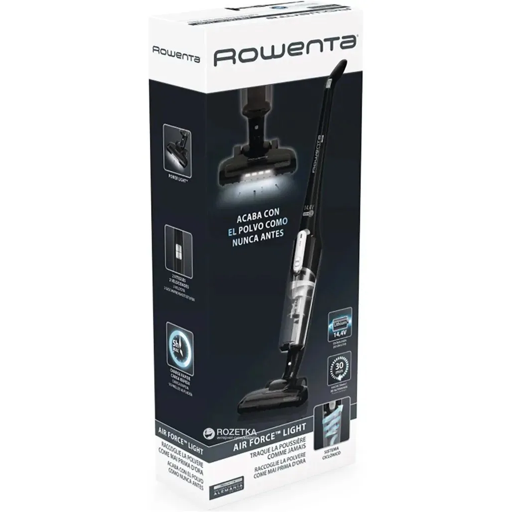 Зображення товару Пилосос Rowenta аккумуляторний до 30хв.,тип прибирання сухе,рез.для пилу 650мл.,рег.ротужності на ручці. RH6545WH1