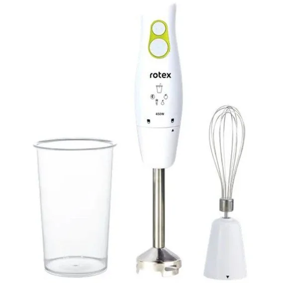 Зображення товару Блендер Rotex 500вт.,ніжка нерж.,вінчик,стакан,турборежим. RTB430-W1