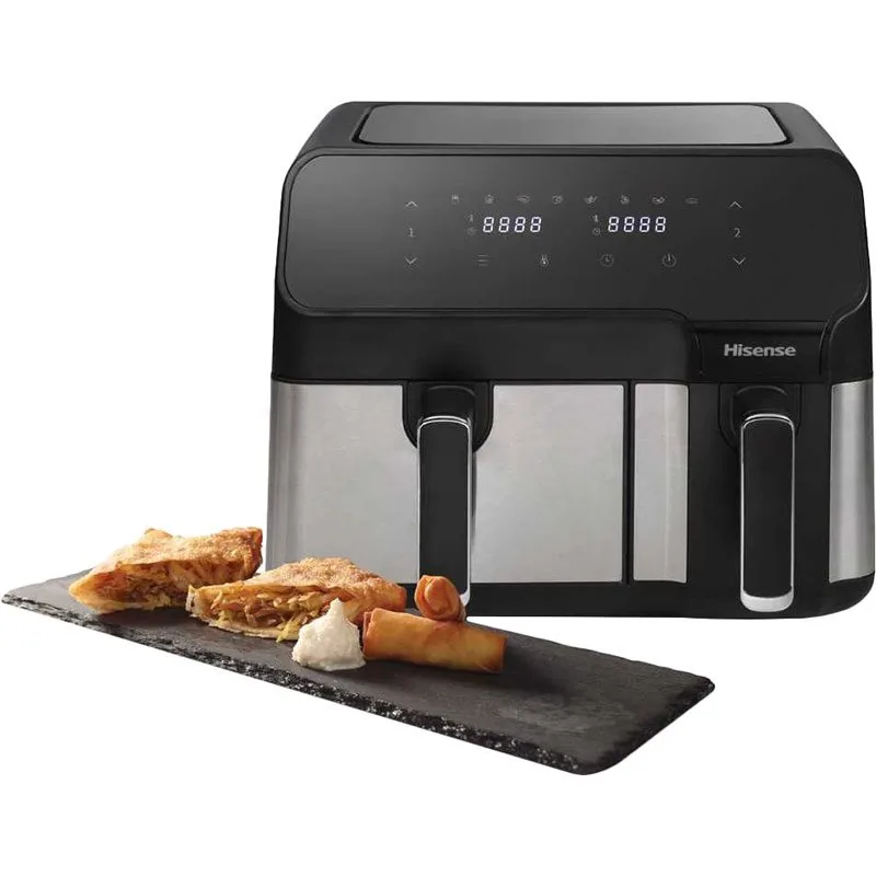 Аерофритюрниця Hisense 1700вт.,кер.сенсорне,чаша 5.3л+3.3л.,таймер до 60хв.,8 автом.програм. HAF2900D Аерофритюрниця Hisense 1700вт.,кер.сенсорне,чаша 5.3л+3.3л.,таймер до 60хв.,8 автом.програм. HAF2900D фото товару
