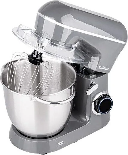 Зображення товару Міксер-тістоміс Zelmer 1300Вт. Ємність чаші 4,5літра (5-ть літрів), 10 швидкостей. Турбо. 2 збивачі. 2 гачки для тіста ZKR 1310 G1