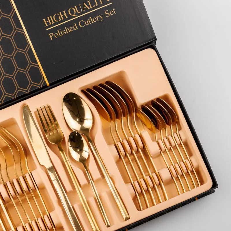 Зображення товару Набір столових приборів 24шт.з золотим обідком HP96951