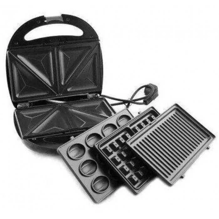 Зображення товару Сендвічниця 3в1 DARIO 750вт.,антиприг.,насадка сендвіч,гриль,белгійські вафлі,горішки,індикатор нагріва,зах.від перегріва.1