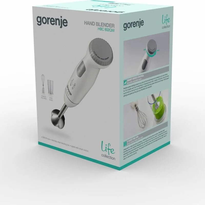 Зображення товару Блендер Gorenje 800Вт, нерж.ножк, венчик, стакан HBC 802 QW1