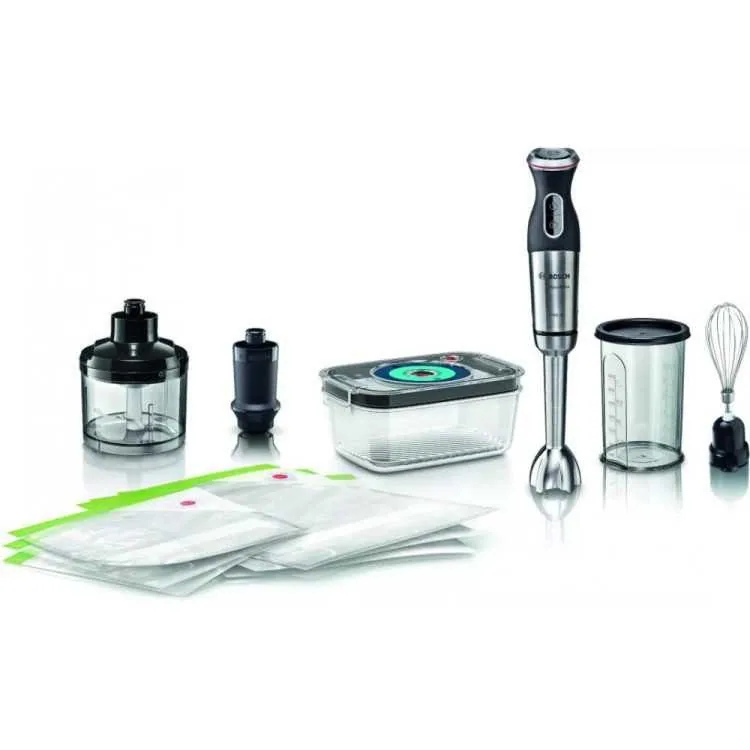 Зображення товару Блендер Bosch 1000вт.,реж.швидк.12,турборежим,ніжк.нерж,вінчик,стакан 600мл.,подрібнювач 500мл.,вакуумна сист.1