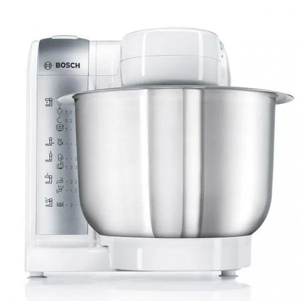 Зображення товару Кухонний комбайн Bosch 600вт.,3.9л.,вінчик,блендер,крюк для зам.тіста,терка,шинковка,мясорубка,соковижималка.,корпус пласт.,чаша метал.1