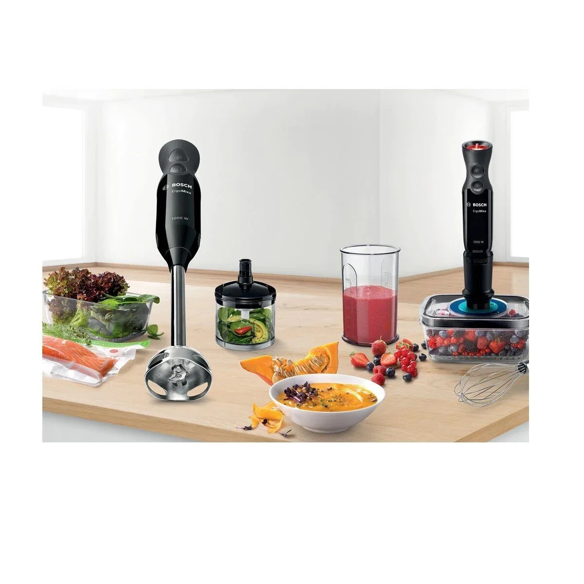 Зображення товару Блендер BOSCH 1000Вт, нерж.ножк, чопер, венчик, стакан, вакууматор1