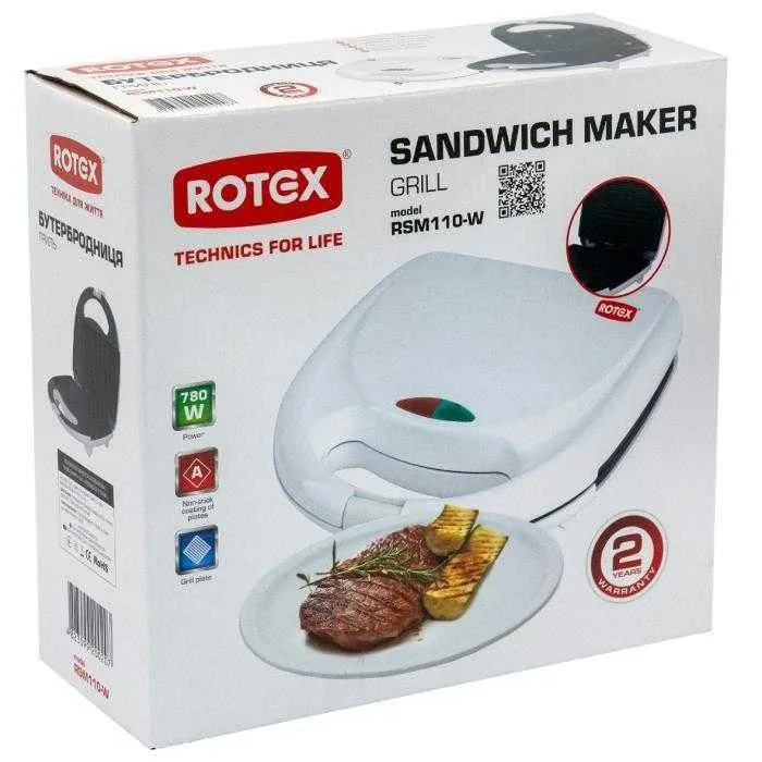 Зображення товару Сендвічниця-гриль Rotex RSM110-W2