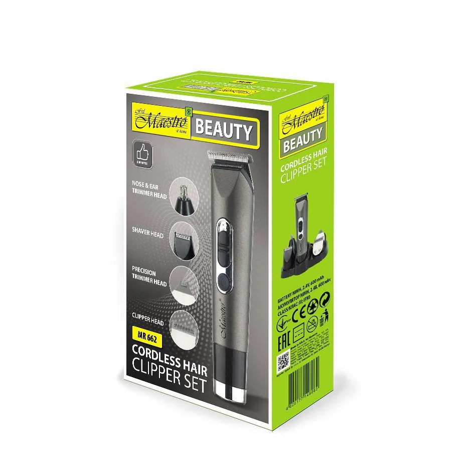 Зображення товару Машинка для стрижки Maestro аккумулятор,нас.3-12мм,тример,для бороди,підставка. MR-6621