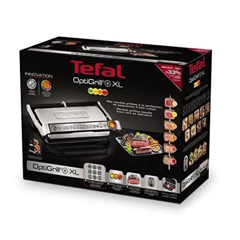 Зображення товару Гриль Tefal 2000Вт піддон для жира,знімні антипр.пластини,темп.110-285°С,9авт.прогр.,поверхн.800кв.см..звук.сигн.,режим розм. GC722D342