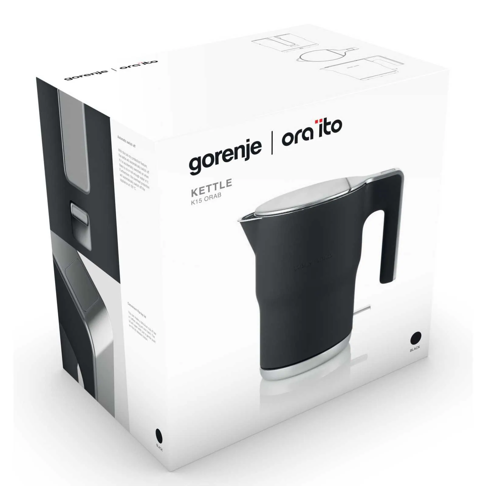 Зображення товару Чайник Gorenje 2400вт.,1.5л.,нерж.сталь/пластик. K 15 ORAB1