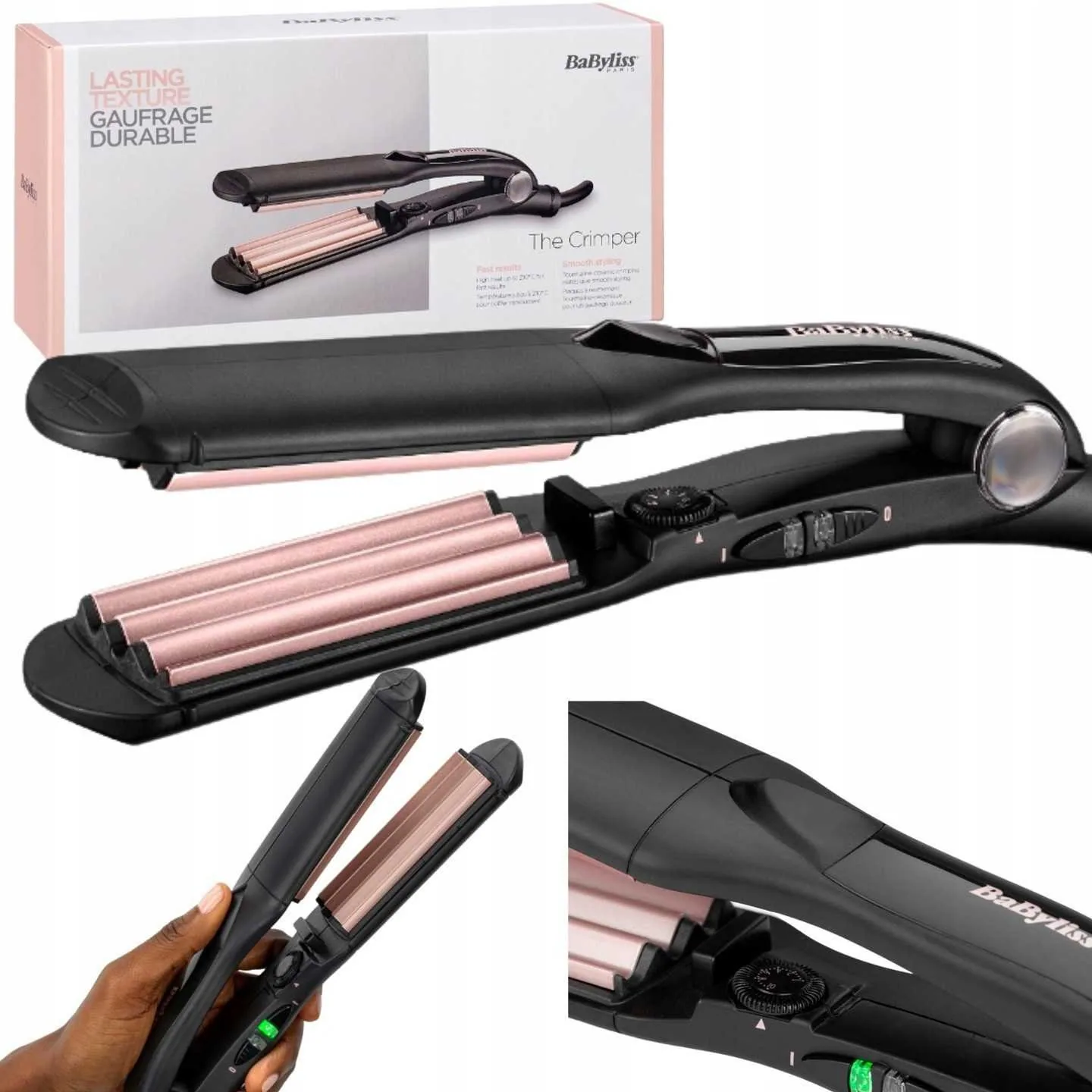 Випрямляч-гофре Babyliss пластини кераміка-турмалін,10 темп.режимів 120-210°С,керування механічне. 2165CE Випрямляч-гофре Babyliss пластини кераміка-турмалін,10 темп.режимів 120-210°С,керування механічне. 2165CE фото товару