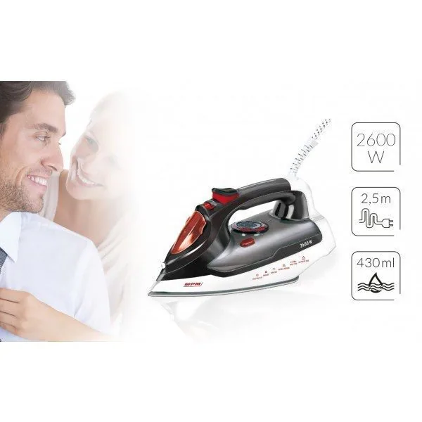 Зображення товару Праска Mpm 2600вт.,під.кераміка,паровий,рез.для води 350мл.,антинакип,вертикальне відпарювання,капля стоп,захист від перегріву.1