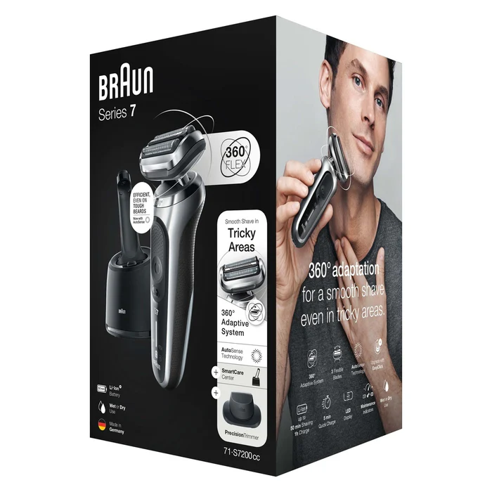 Зображення товару Бритва Braun 2 бритвенні сітки,сухе/вологе гоління,повна зарядка 60хв,50хв використання,швид.зарядка 5хв,змінна насад. Precision Trimmer 71-S7200cc1