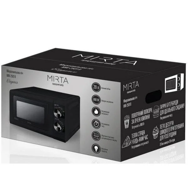 Зображення товару Мікрохвильова піч Mirta 800вт.,20л.,кер.механічне,чорний.1