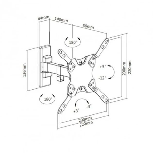 Зображення товару Кронштейн похило-поворотний для тв Cabletech 13"-42" UCH0194-11