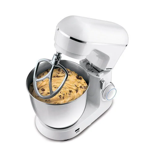 Зображення товару Міксер-тістоміс Zelmer 1300вт.,вінчик,вінчик для густих сумішей,гак для тіста,чаша 2шт,нерж.пласт.,4.5л.,реж.швидк.10. ZKR1300W2