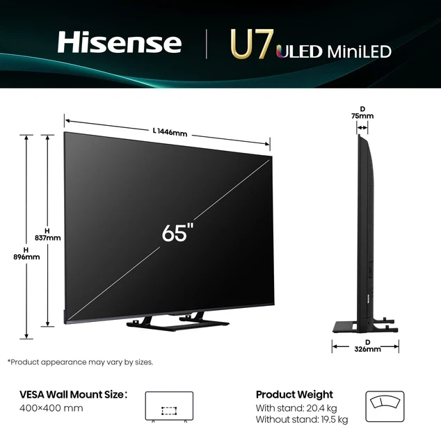Зображення товару Телевізор Hisense діагональ 65" MiniLED 65U7Q1
