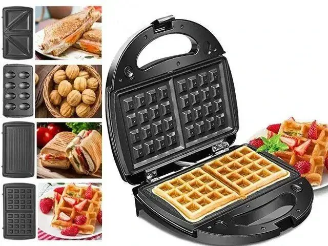 Зображення товару Сендвічниця 4в1 Monte 1000вт.,антиприг.покр.,насадка сендвіч,гриль,белгійські вафлі,горішки,інд.роботи,зах.від перегріва. MT-35261