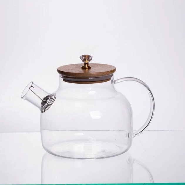 Зображення товару Чайний сервіз із товстого скла 8 предметів з бамбуковою підставкою для чашок 64486-236