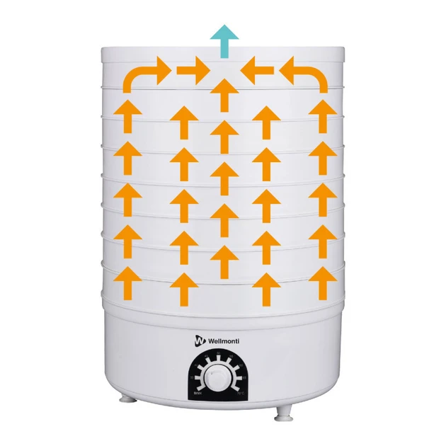 Зображення товару Сушка для овочів та фруктів Wellmonti 520 Вт.8 лотків з діаметром 32 см.обєм 27л. 2 сита для сушіння трав і 1 для пастили WM-10051