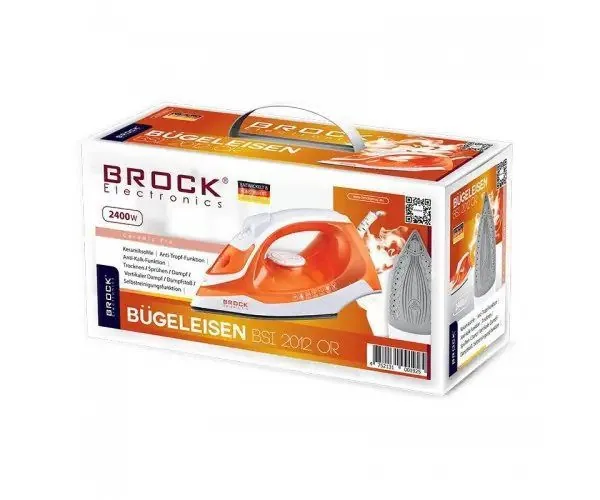 Зображення товару Праска Brock 2400вт.,під.кераміка,паровий,рез.для води 380мл.,сист.крапля стоп. BSI 2012 OR1