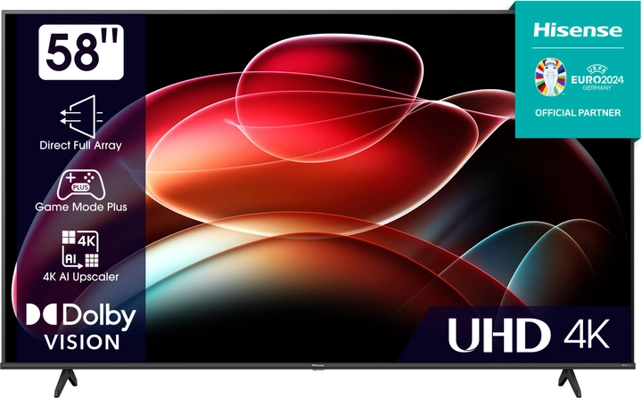 Телевізор Hisense smart діагональ 55",UHD 4K(3840x2160),опер.сист.VIDAA, динаміки 2х8вт., 58A6K Телевізор Hisense smart діагональ 55",UHD 4K(3840x2160),опер.сист.VIDAA, динаміки 2х8вт., 58A6K фото товару