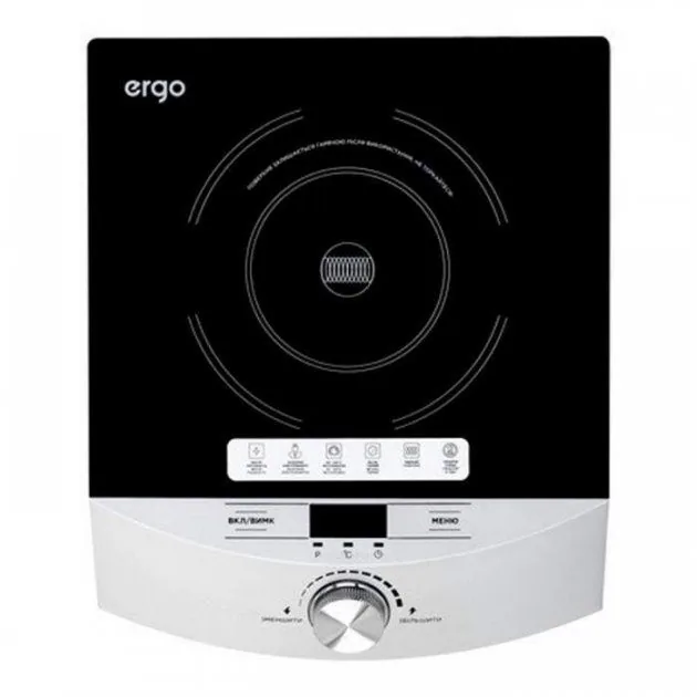 Зображення товару Електроплита індукційна 1-х камф. Ergo 1800вт.,дисплей,таймер 180хв.,темп.60-240°С,сенсор,індик.роб.,звук.сигн.,автовикл., IHP-16061